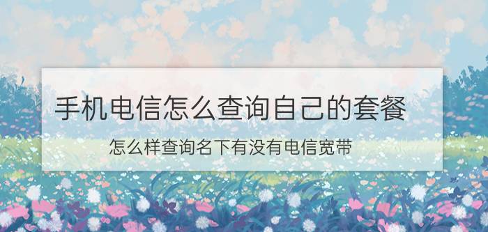 手机电信怎么查询自己的套餐 怎么样查询名下有没有电信宽带？